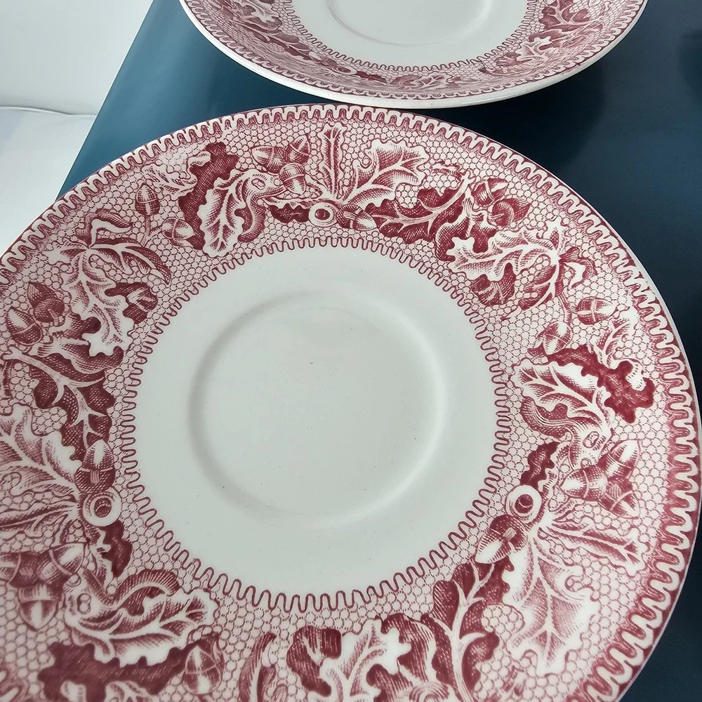Johnson Bros Historic America Red Tea Cup & Saucer Mix SF Gold Rush Castle 8pc